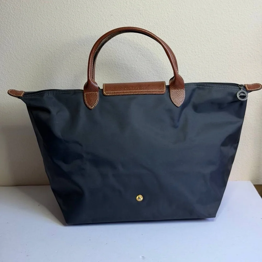 Longchamp Le Pliage Grey Nylon Tote Bag Short Handles - Picture 6 of 12